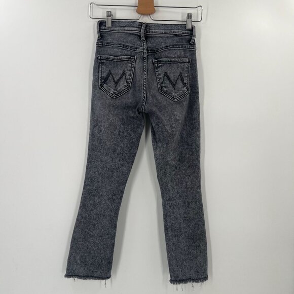 MOTHER Insider Crop Fray Jeans 24 Gray Acid Wash Train Stops Distressed Raw Hem - Picture 2 of 11